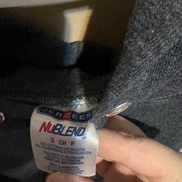 Jerzees Charcoal Hoodie with Embroidered Jason Patch - Picture 4 of 5